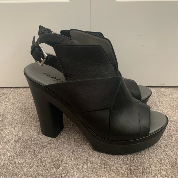 Kenneth Cole Reaction Criss Cross Leather Heels Booties small Platform - Picture 1 of 8